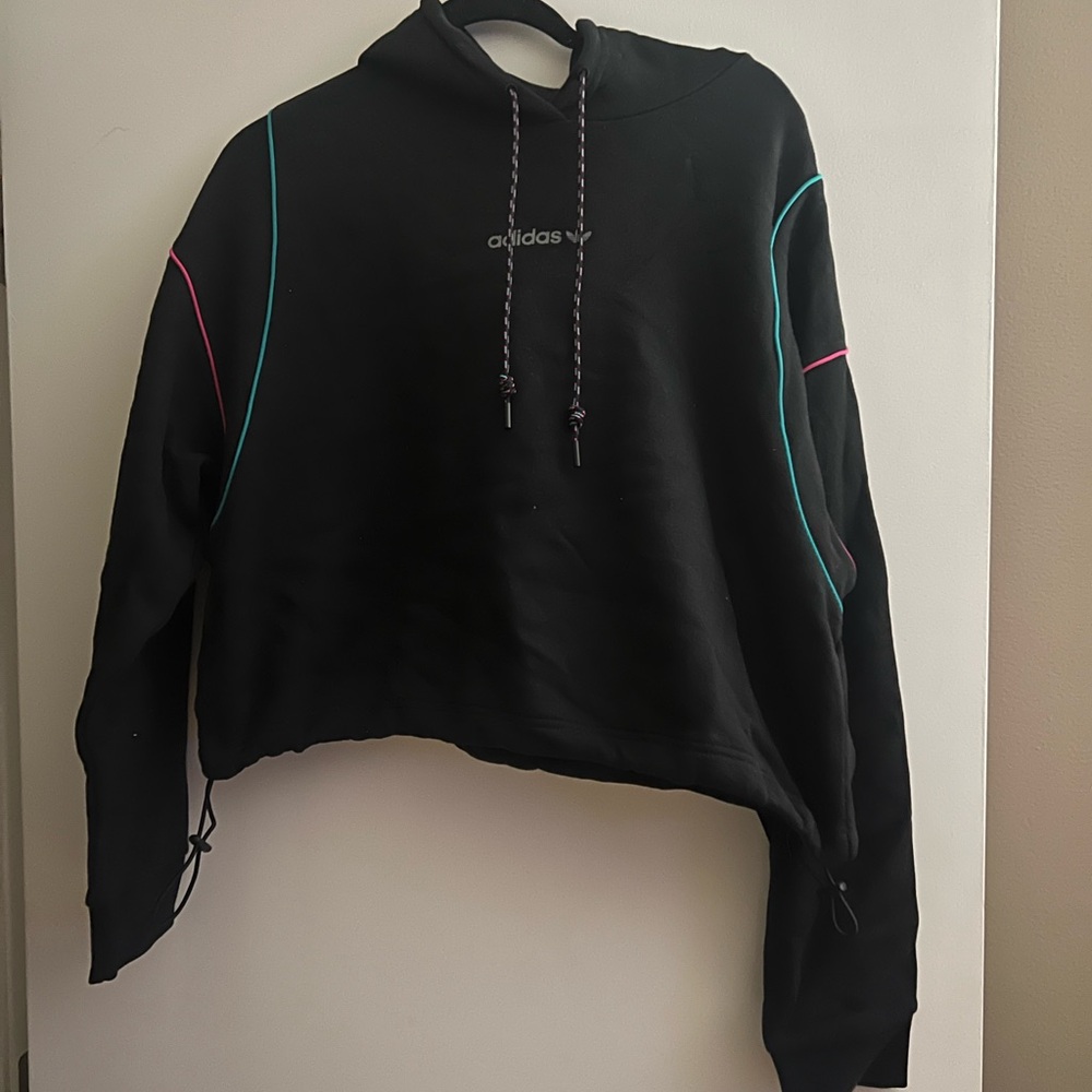 Adidas Women's Black Cowl Neck Sweater with Color Accents